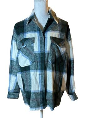 Zara Green & White Plaid Shacket